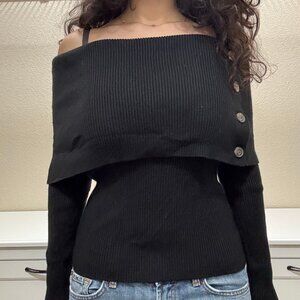 Banana Republic Women's Black Off The Shoulder Sweater